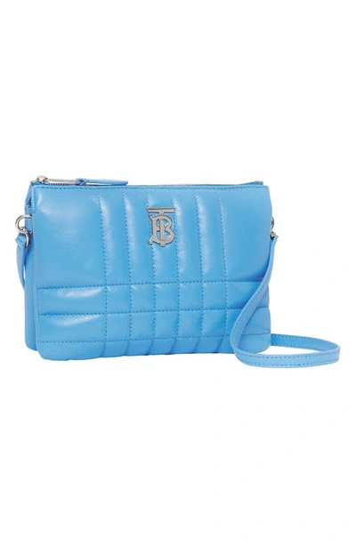 Shop Burberry Lola Check Quilted Leather Crossbody Bag In Bright Sky Blue