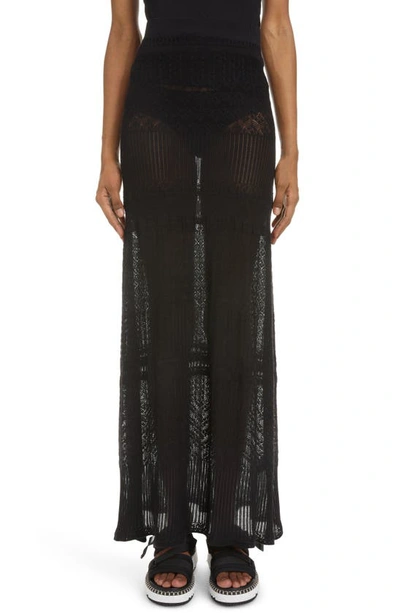 Shop Chloé Pointelle Wool, Silk & Cashmere Skirt In Black