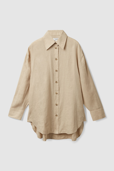 Cos Oversized Linen Shirt In Beige | ModeSens
