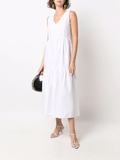 Shop Hugo Boss Panelled Midi Dress In White