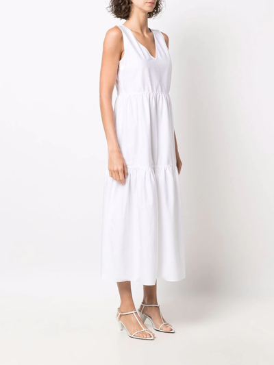 Shop Hugo Boss Panelled Midi Dress In White