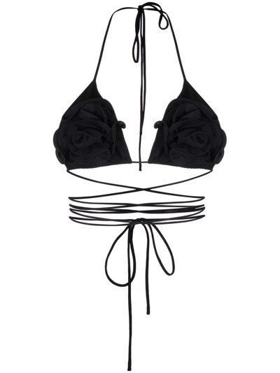Shop Magda Butrym Floral-effect Bikini Top In Schwarz