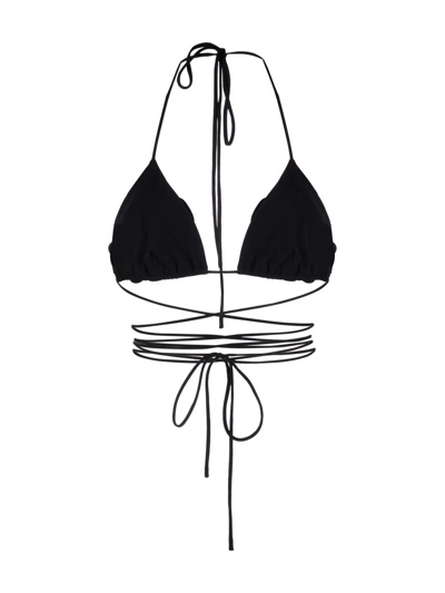 Shop Magda Butrym Floral-effect Bikini Top In Schwarz