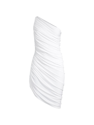 Shop Norma Kamali Women's Diana Ruched One-shoulder Minidress In White