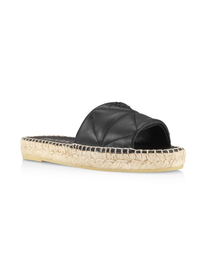 Shop Prada Women's Calzature Donna Quilted Leather Espadrille Slides In Nero
