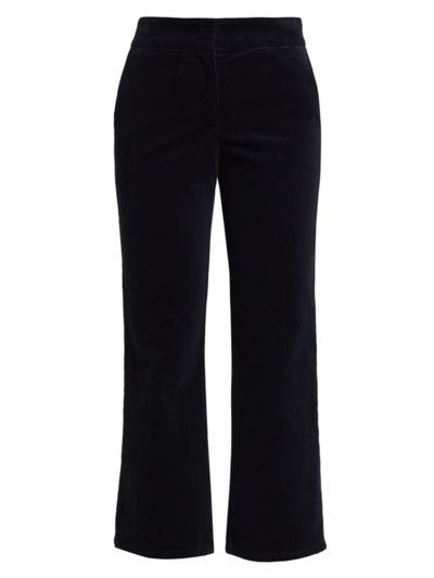 Shop Piazza Sempione Women's Velvet Flared Cropped Trousers In Blue