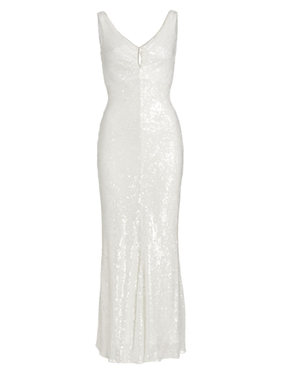 Shop Markarian Women's The Date Sequined Slip Dress In White Sequin