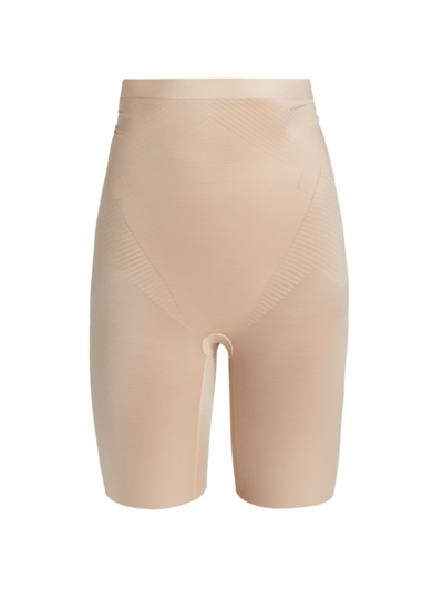 Shop Spanx Women's Thinstincts 2.0 High-waisted Mid-thigh Shorts In Champagne Beige