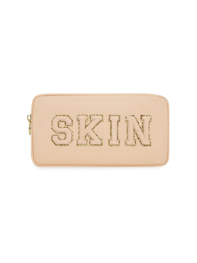 Shop Stoney Clover Lane Small Skin Zippered Pouch In Sand