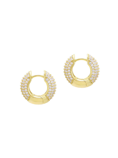 Shop Adinas Jewels Women's 14k-gold-plated & Cubic Zirconia Chunky Huggie Hoop Earrings