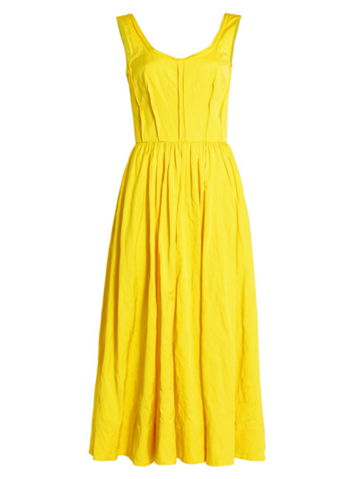 Shop Jason Wu Collection Women's Sleeveless Pleated Midi-dress In Daffodile