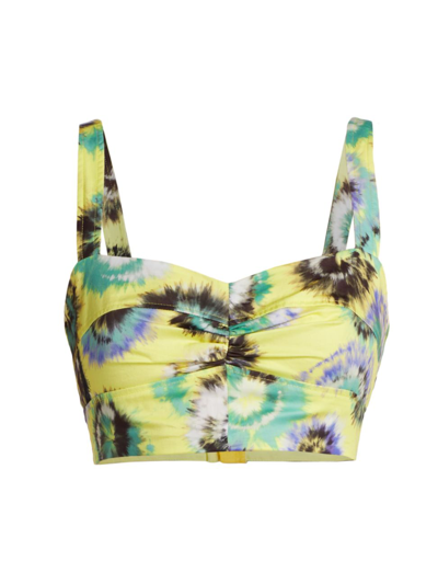 Shop Jason Wu Collection Women's Abstract Floral Crop Top In Acid Yellow Multi