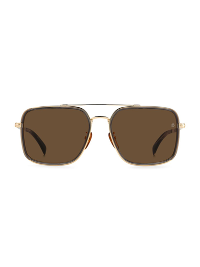 Shop David Beckham Men's 59mm Aviator Sunglasses In Grey Gold