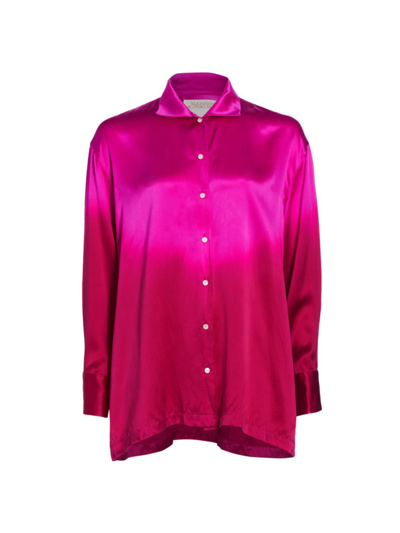 Shop Alejandra Alonso Rojas Women's Gradient Silk Charmeuse Button-front Blouse In Fuschia De Grade