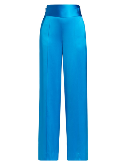 Shop Alejandra Alonso Rojas Women's Satin Wide-leg Pants In Bright Blue
