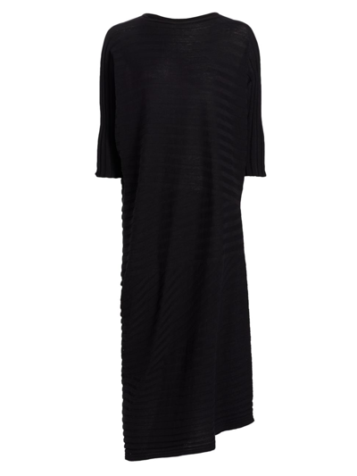 Shop Issey Miyake Women's Zigzag-knit Midi-dress In Black