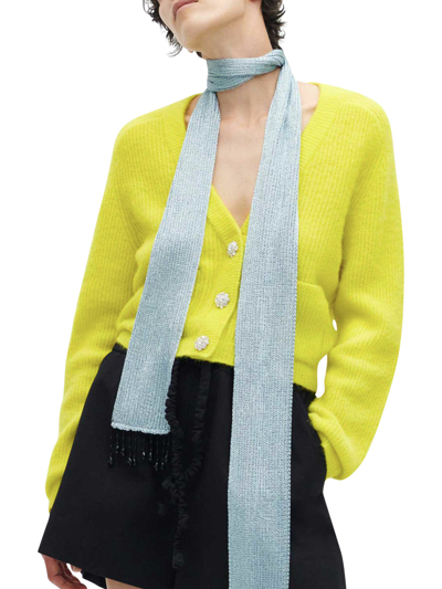 Shop Ganni Relaxed Wool Cardigan In Yellow & Orange