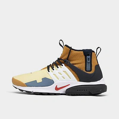 Shop Nike Men's Air Presto Mid Utility Casual Shoes In Bicycle Yellow/cinnabar/wheat/tm Best Grey/blue Graphite/tm Best Grey