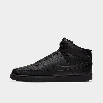 Shop Nike Men's Court Vision Mid Casual Shoes In Black/black/black