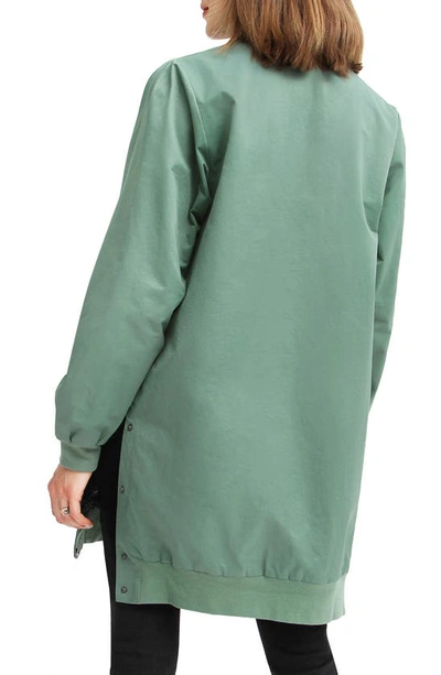 Belle & Bloom Chasing You Long Bomber Jacket In Military