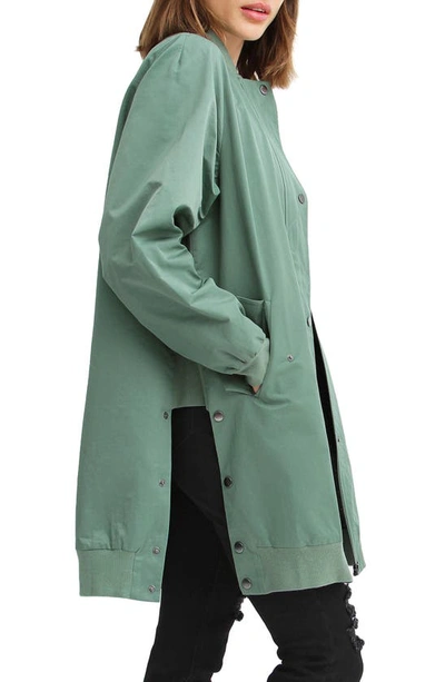 Belle & Bloom Chasing You Long Bomber Jacket In Military