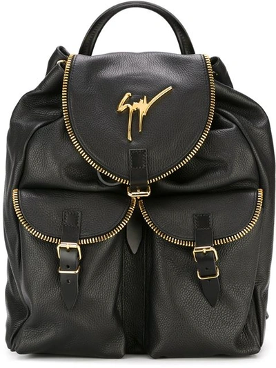 Giuseppe Zanotti Lindos-vague Leather Backpack In Black