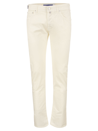 Shop Jacob Cohen Five-pocket Jeans Trousers In Cream