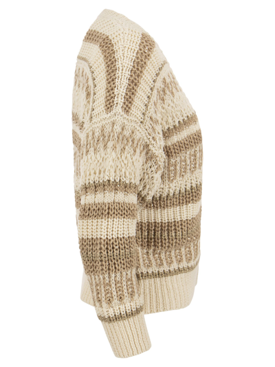 Shop Peserico Long Sleeve Yarn Inlaid Cardigan In Natural