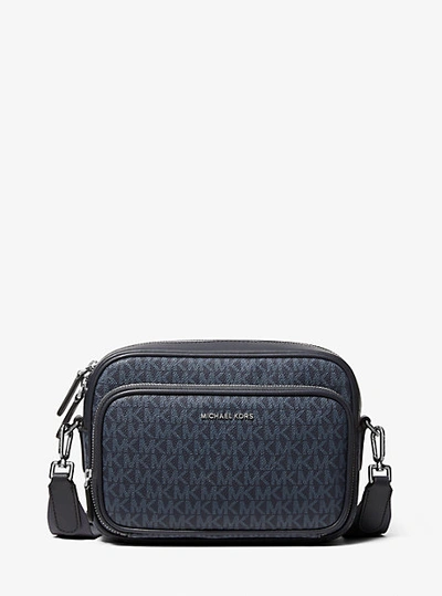 Shop Michael Kors Hudson Logo Crossbody Bag In Blue
