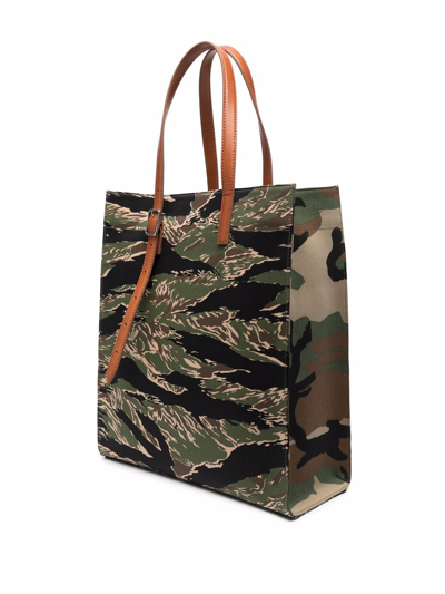 Shop Palm Angels Printed Shopping Bag In Green