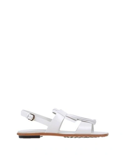 Tod's Leather Sandals In White