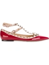 Valentino Garavani Rockstud Pointed Ballerinas In Red