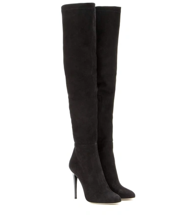 Jimmy Choo Turner Suede Over-the-knee Boots In Llack