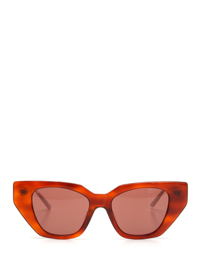 Shop Gucci Eyewear Embellished Cat Eye Sunglasses In Brown