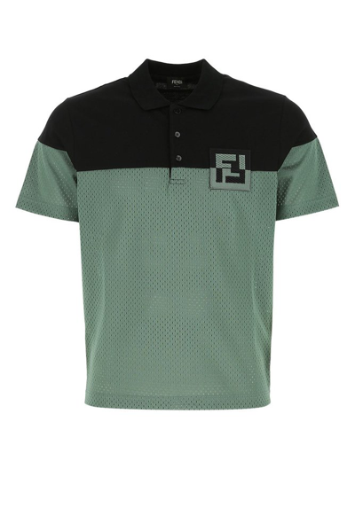 kromatisk Mælkehvid Forfærdeligt Fendi Logo-patch Bi-colour Mesh-jersey Polo Shirt In Black Green | ModeSens