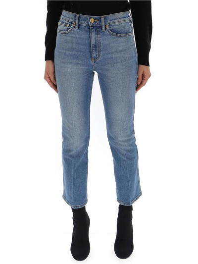 Tory Burch Cropped Bootcut Jeans In Blue | ModeSens