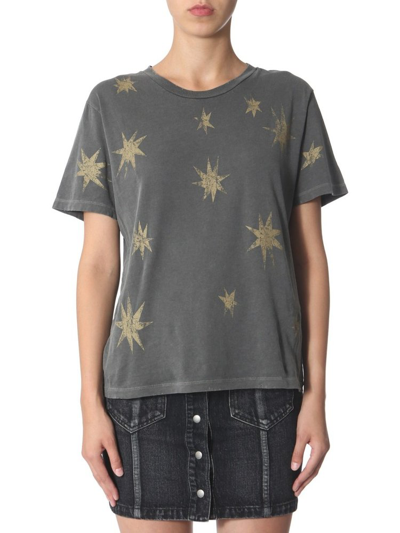 Shop Saint Laurent Star Print T In Grey