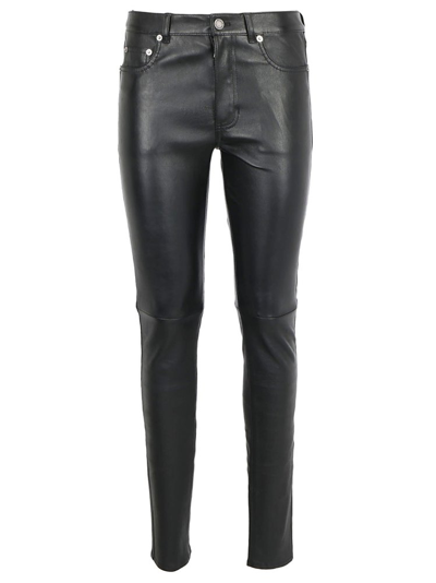 Shop Saint Laurent Skinny Leather Pants In Black