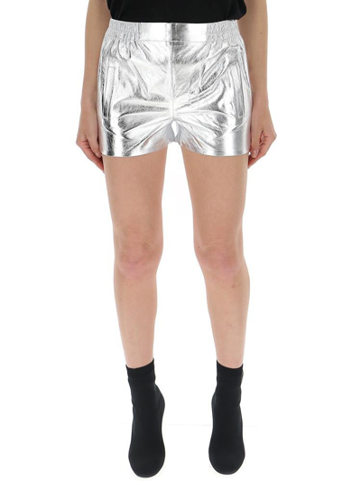 Shop Laneus Fitted Tap Shorts In Silver