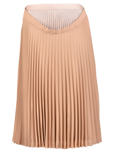 Shop Burberry Layered Pleated Skirt In Brown