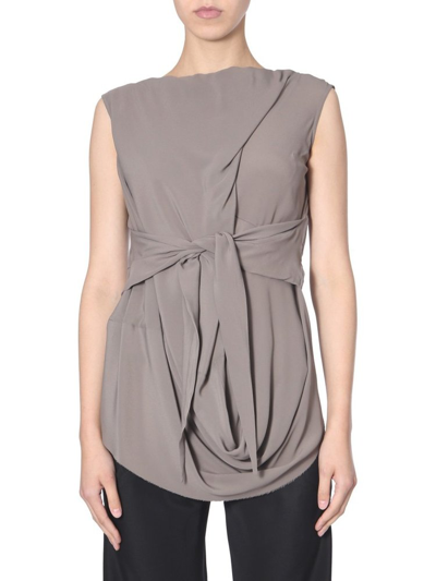 Shop Rick Owens Draped Sleeveless Top In Grey