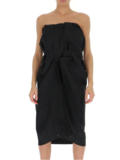 Shop Maison Margiela Strapless Draped Dress In Black