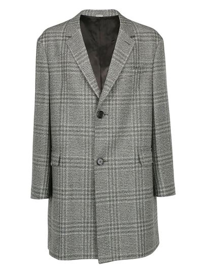 Shop Lanvin Check Pattern Coat In Grey