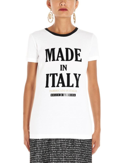 Shop Dolce & Gabbana Made In Italy Logo Print Crewneck T In White