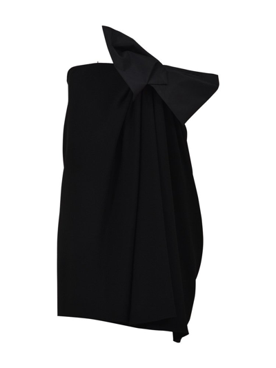 Shop Saint Laurent Strapless Bow Mini Dress In Black