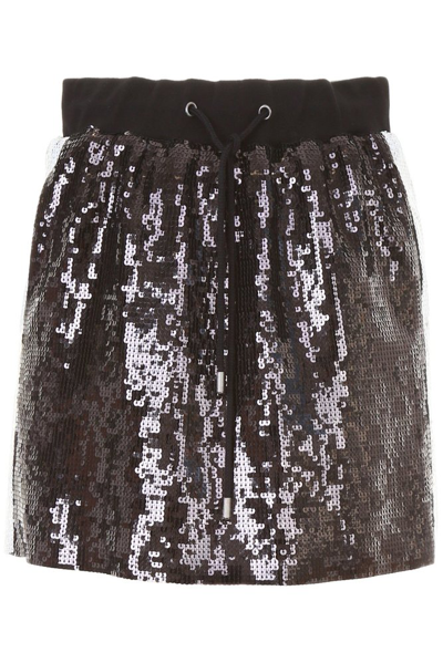Shop Alberta Ferretti Sequinned Mini Skirt In Black