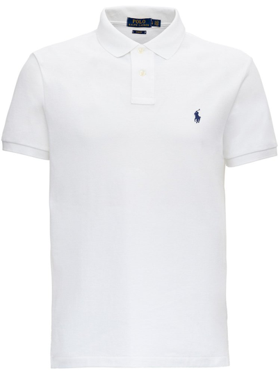 Shop Polo Ralph Lauren Logo Embroidered Polo Shirt In White