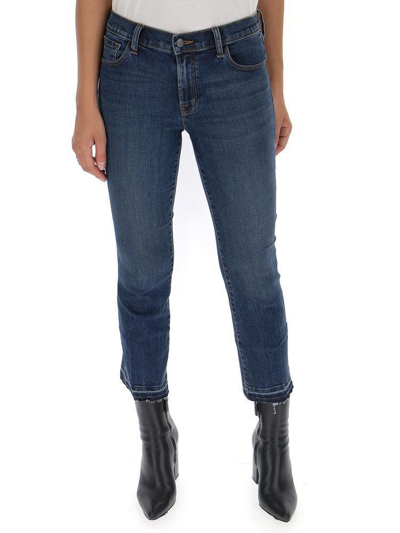 Shop J Brand Cropped Jeans In Navy