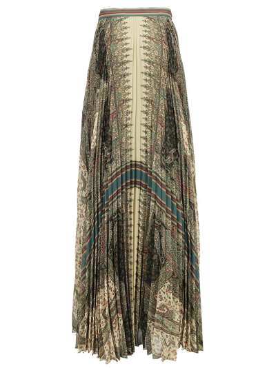 Shop Etro Pleated Paisley Print Skirt In Multi