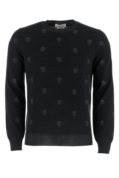 Shop Alexander Mcqueen Jacquard Skull Sweater In Black
